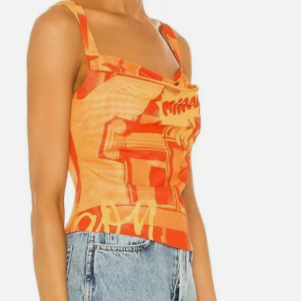 Revolve Miaou Orange Imogene Corset Mesh Top In Stone Orange Dopamine
